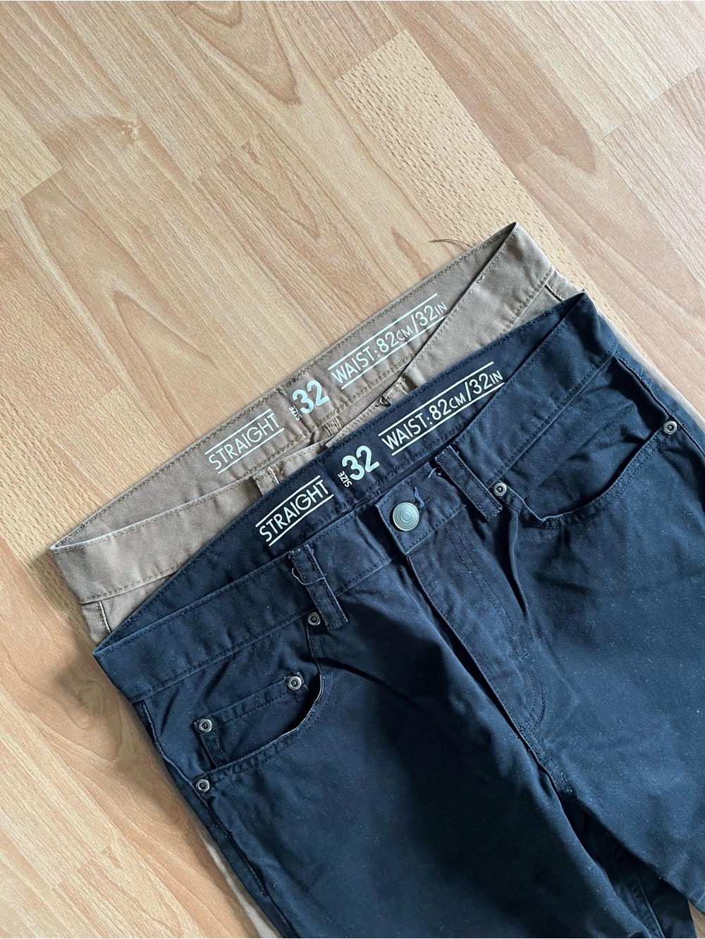 Straight Fit Mens Pants Size 32 - Black & Khaki